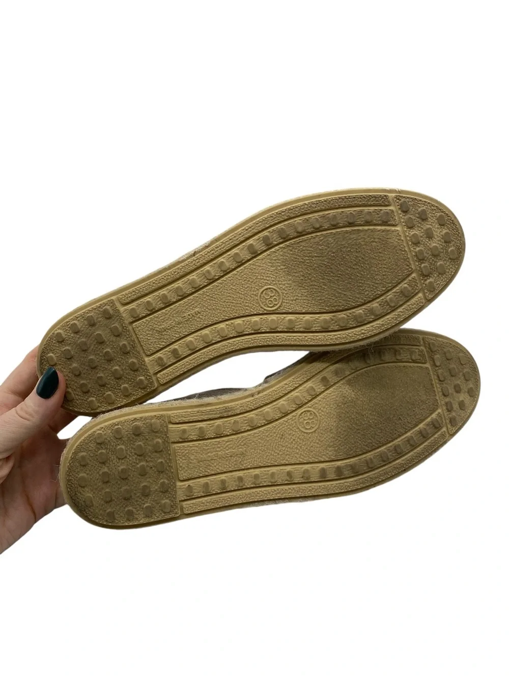 Verbenas Womens Shoes Espadrille Slip On Sz 7.5 Stone Tan Suede Leather D'Orsay
